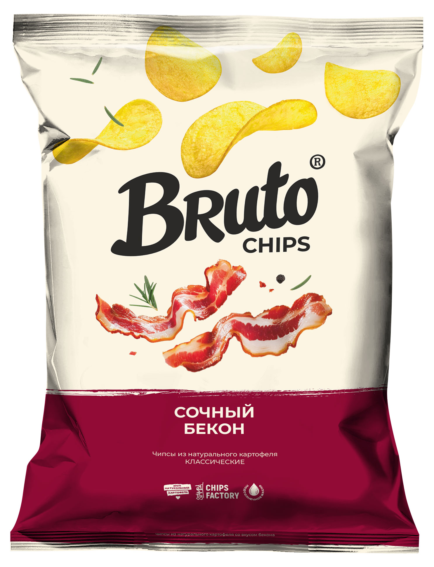 Bruto | Чипсы картофельные Bruto Бекон, 120 г