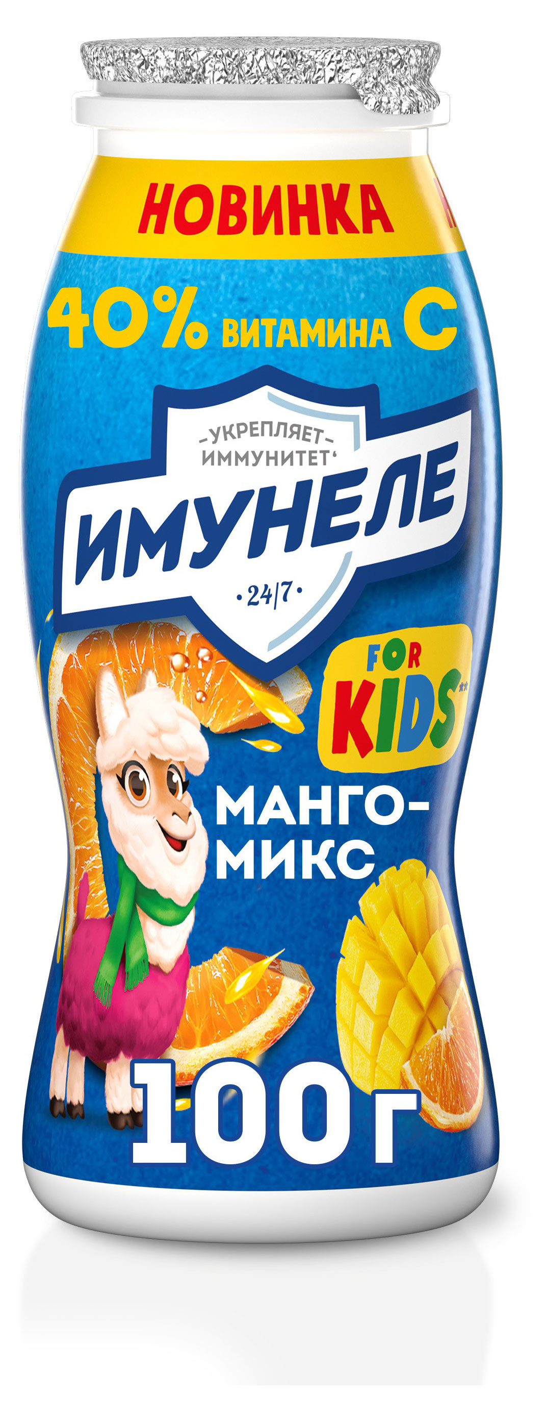 Imunele | Напиток кисломолочный Imunele For Kids Мангомикс, 1,5% БЗМЖ, 100 г