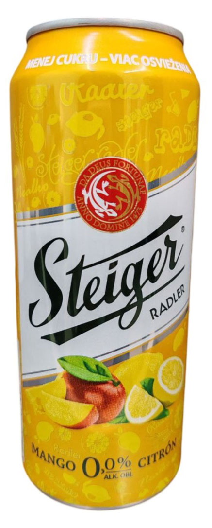 Напиток пивной Radler Steiger Mango Lemon безалкогольный фильтрованный осветлённый, 500 мл