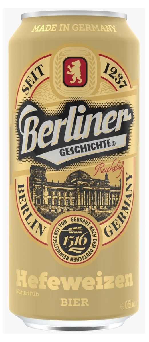 Berliner Geschichte | Пиво Berliner Geschichte Hefeweizen светлое пастеризованное нефильтрованное, 500 мл