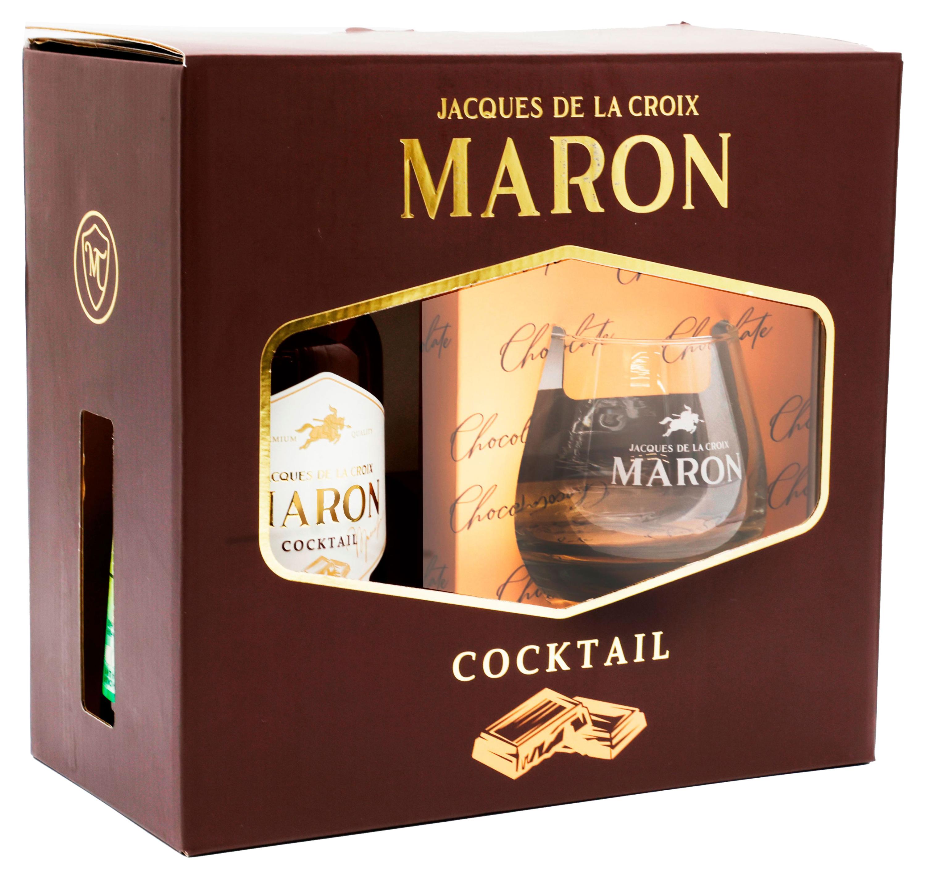 Коктейль на основе коньяка Jacques de la Croix Maron Chocolate с бокалом Россия, 0,5 л