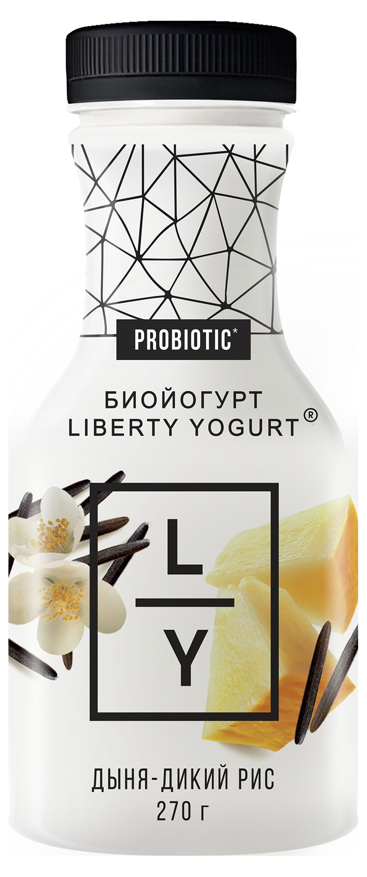 Биойогурт питьевой Liberty дыня дикий рис БЗМЖ, 270 г