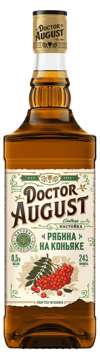 Doctor August | Настойка Doctor August Рябина на коньяке Россия, 0,5 л