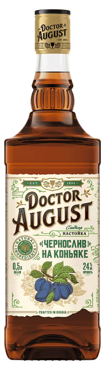 Doctor August | Настойка Doctor August Чернослив на коньяке Россия, 0,5 л