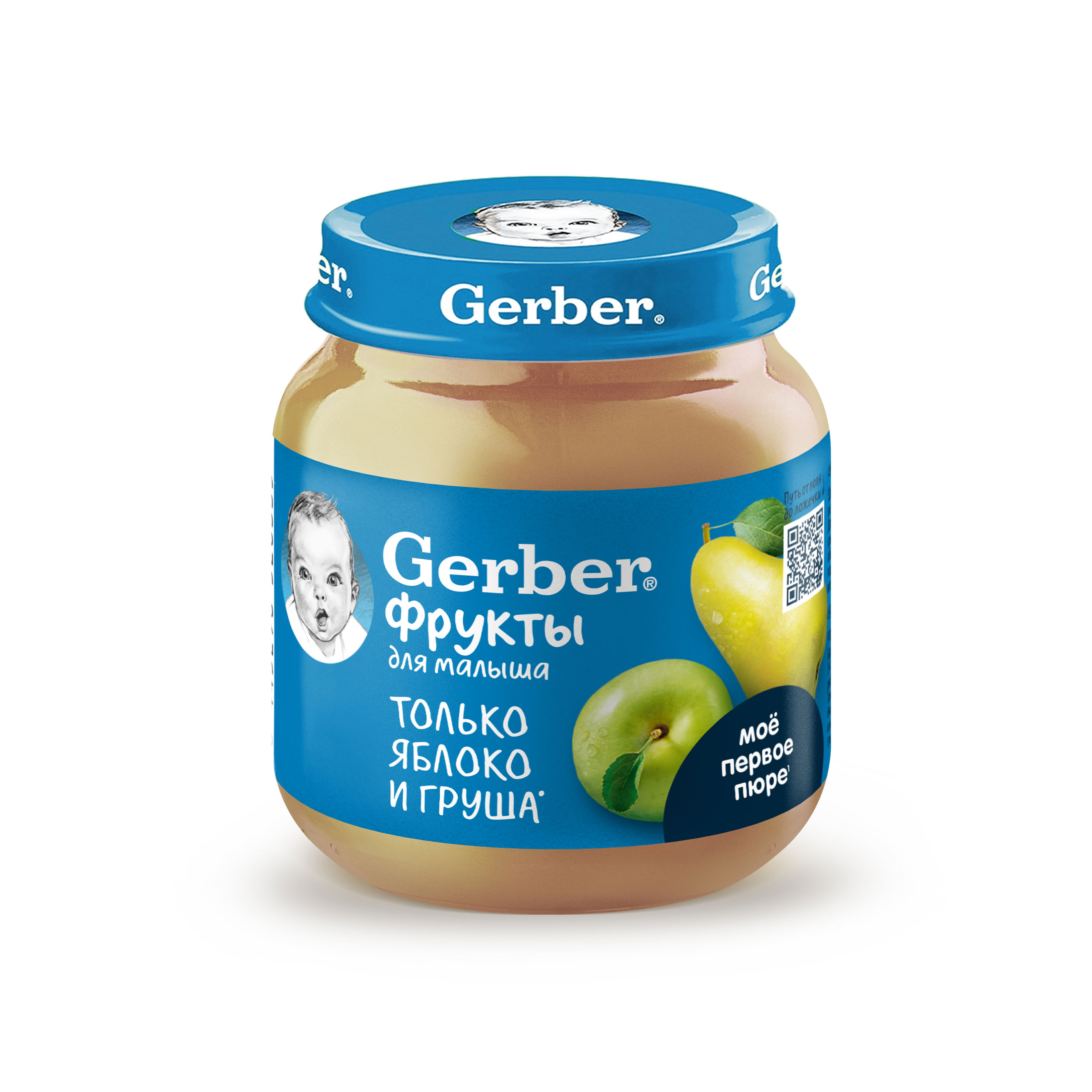 Пюре фруктовое Gerber Яблоко и груша для первого прикорма с 5 месяцев, 125 г