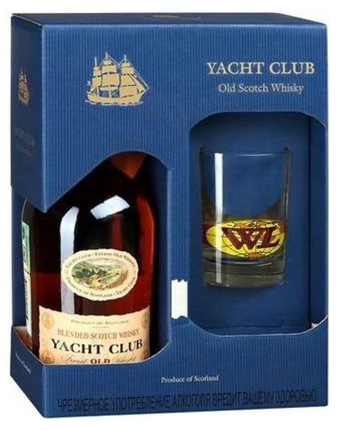 Виски Yacht Club Шотландия, 0,7 л + стакан