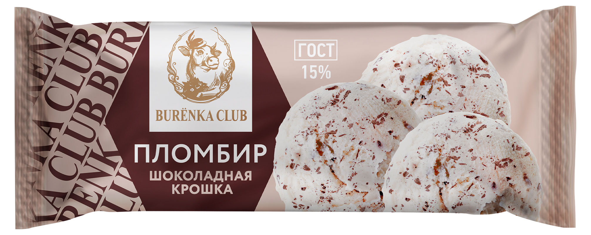 Мороженое Burenka Club пломбир шоколадная крошка, 400 г