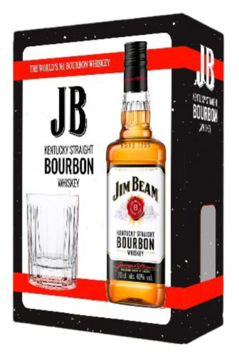 Виски Jim Beam Bourbon со стаканом в подарочной упаковке США, 0,7 л