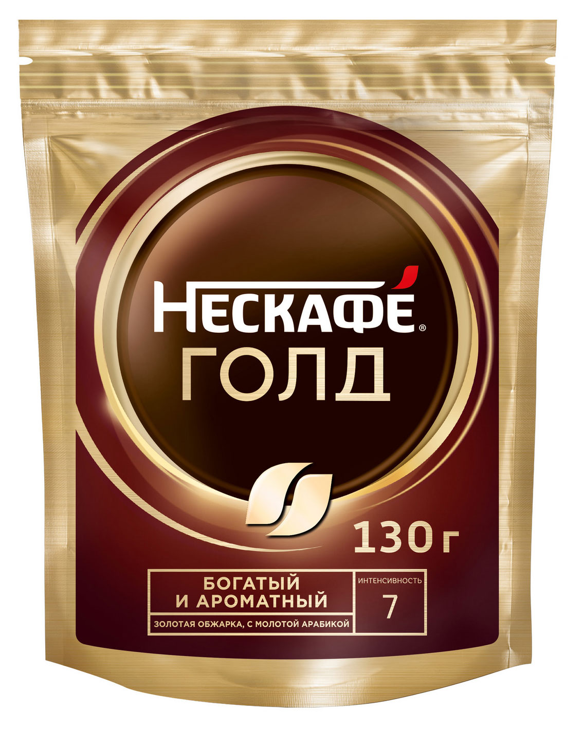 Кофе растворимый Nescafe GOLD с добавлением молотого, 130 г