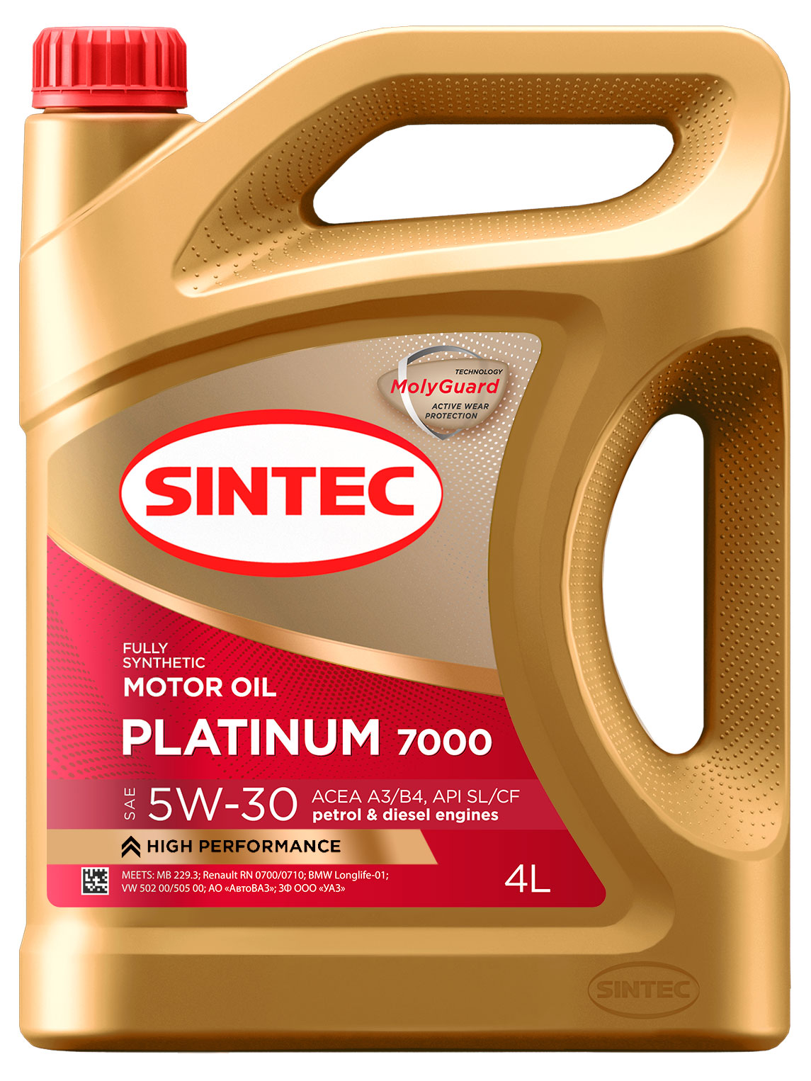 Моторное масло SINTEC Platinum 5W-30 API SL/CF Синтетическое, 4 л