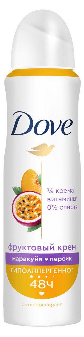 Антиперспирант аэрозоль Dove гипоаллергенный маракуйя персик с защитой от пота и запаха на 48 ч, 150 мл