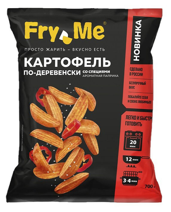 Fry Me | Картофель по-деревенски Fry Me со специями Ароматная паприка замороженный, 700 г