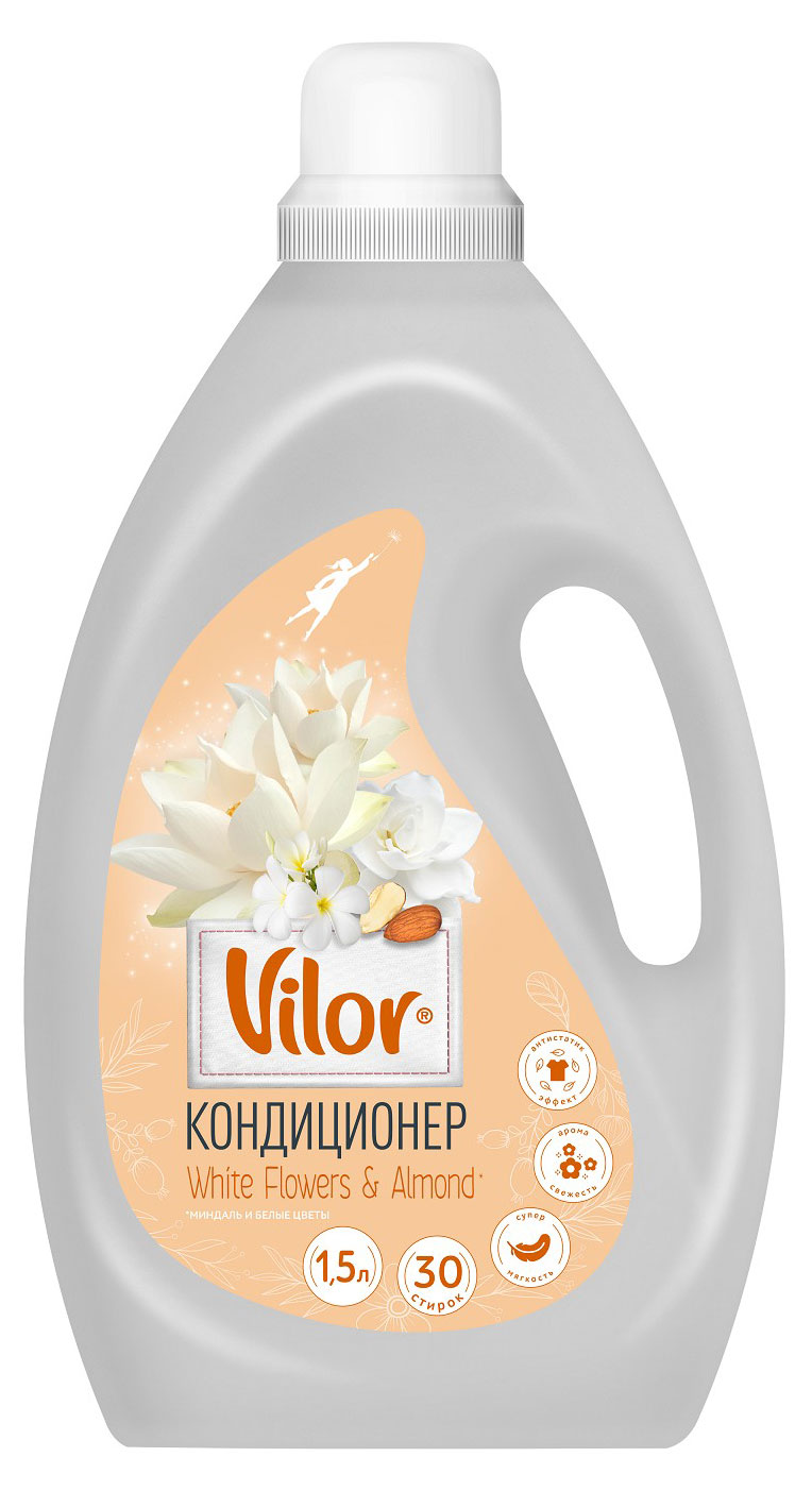 Vilor | Кондиционер для белья Vilor Миндаль и белые цветы, 1,5 л