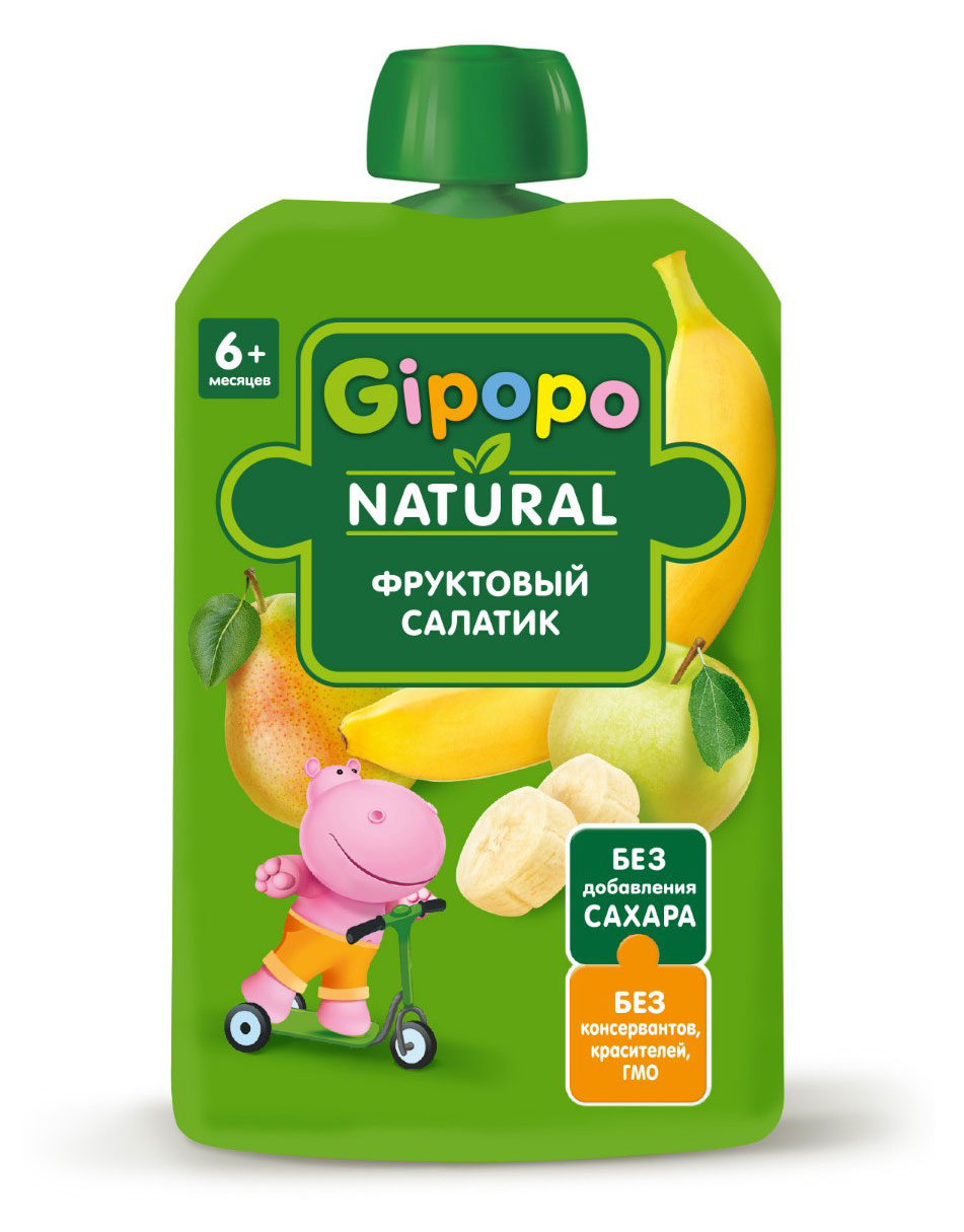 Пюре фруктовое Gipopo Фруктовый салатик с 6 мес., 90 г