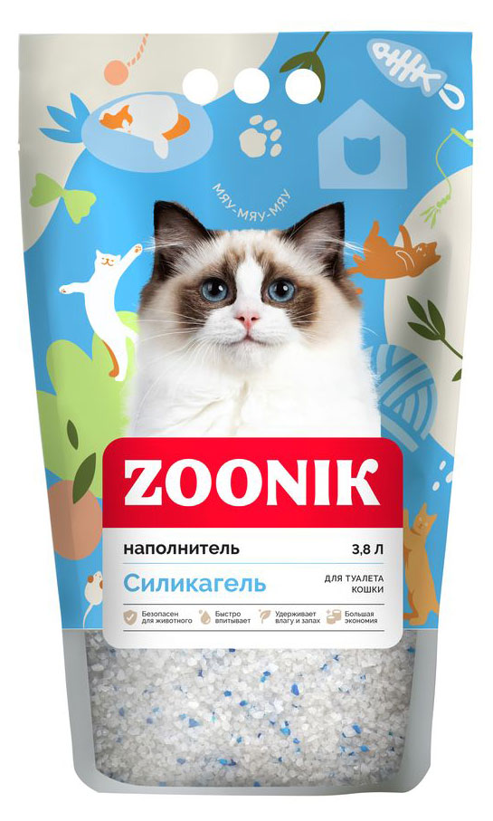 Наполнитель  для кошачьего туалета Zoonik силикагель, 3,8 л