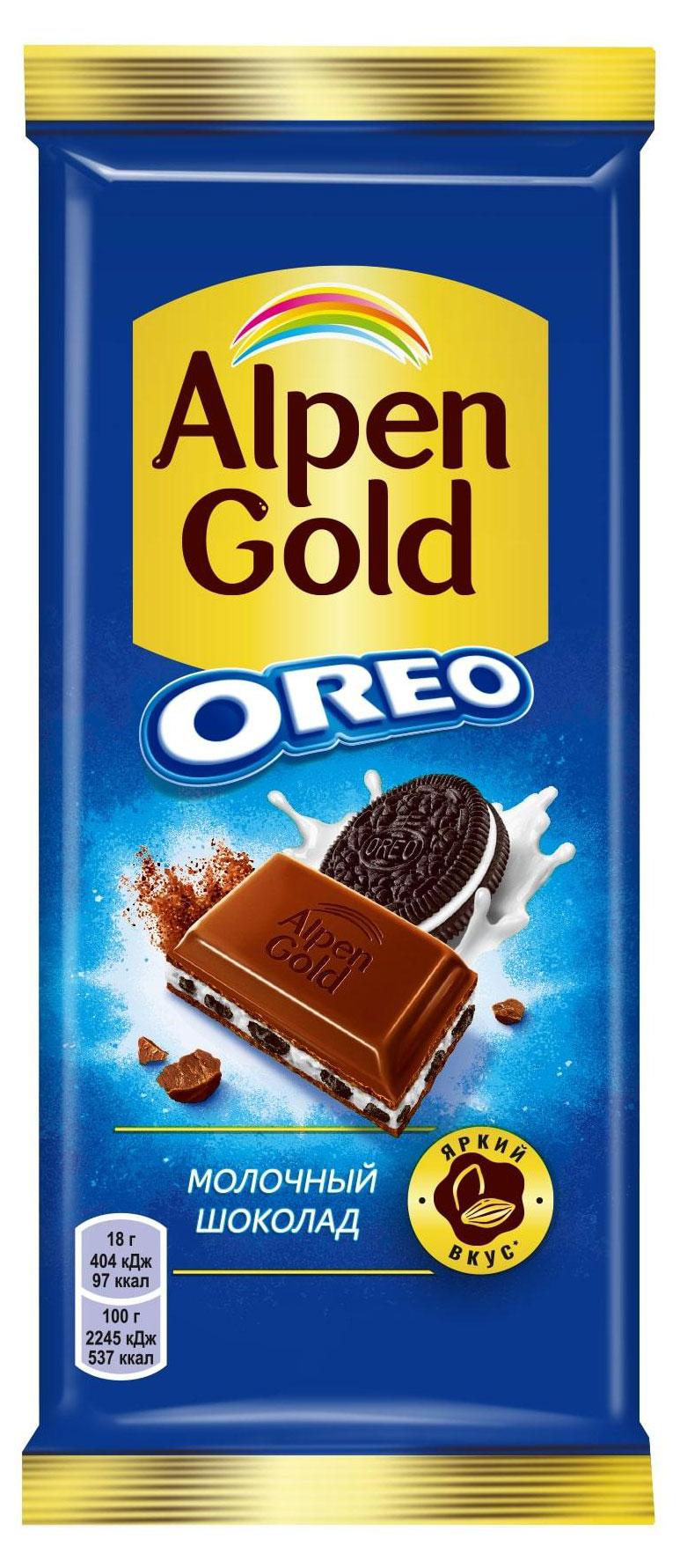 

Шоколад молочный Alpen Gold Oreo с кусочками печенья, 90 г