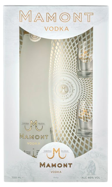 Mamont | Водка Mamont Россия, 0,7 л + рюмки 2 шт