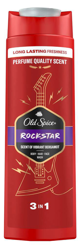 Гель для душа + шампунь Old Spice RockStar с ароматом бергамота 3в1, 400 мл