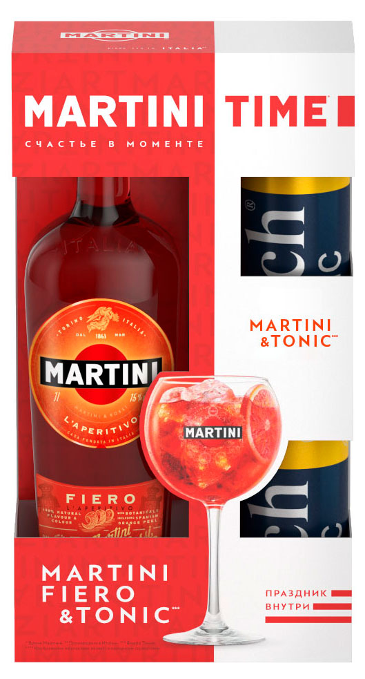 Martini | Вермут  Martini Fiero Италия, 1 л + 2 банки тоник Rich 0,33 л