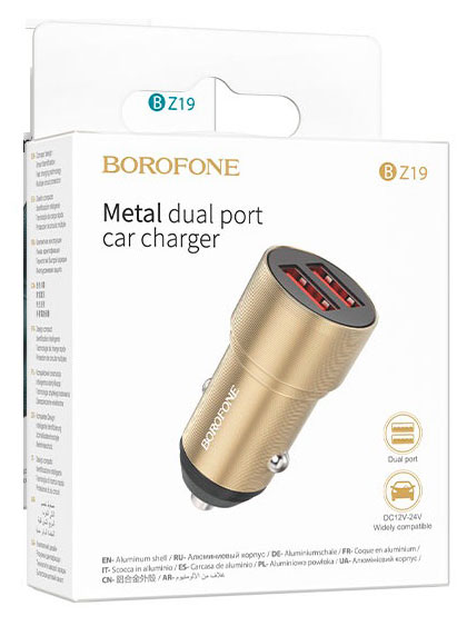 Зарядное устройство в прикуриватель Borofone 2USB черный