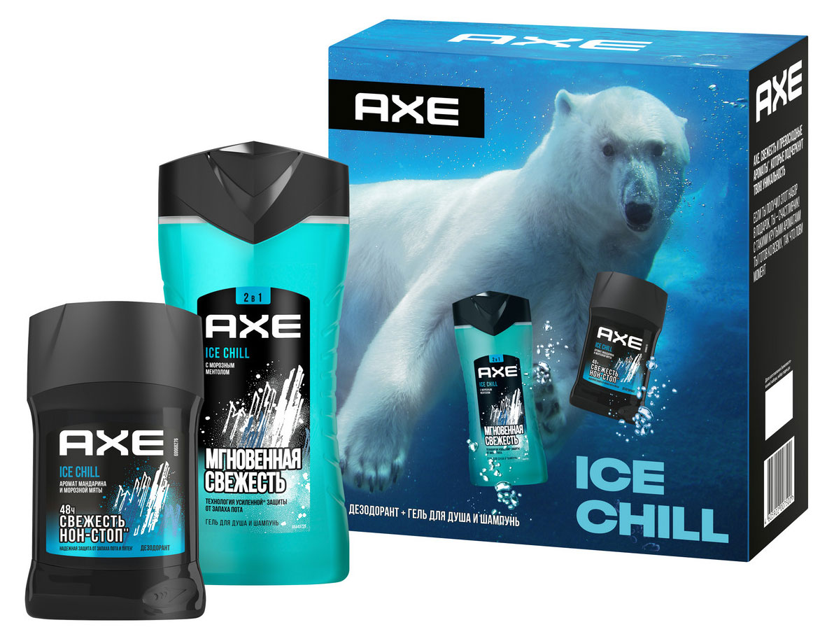 Набор подарочный Axe Ice Chikk, дезодорант 50 мл + гель для душа 250 мл