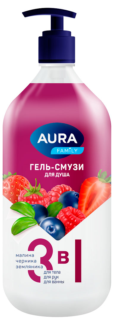 Гель для душа Aura Ягоды, 1 л