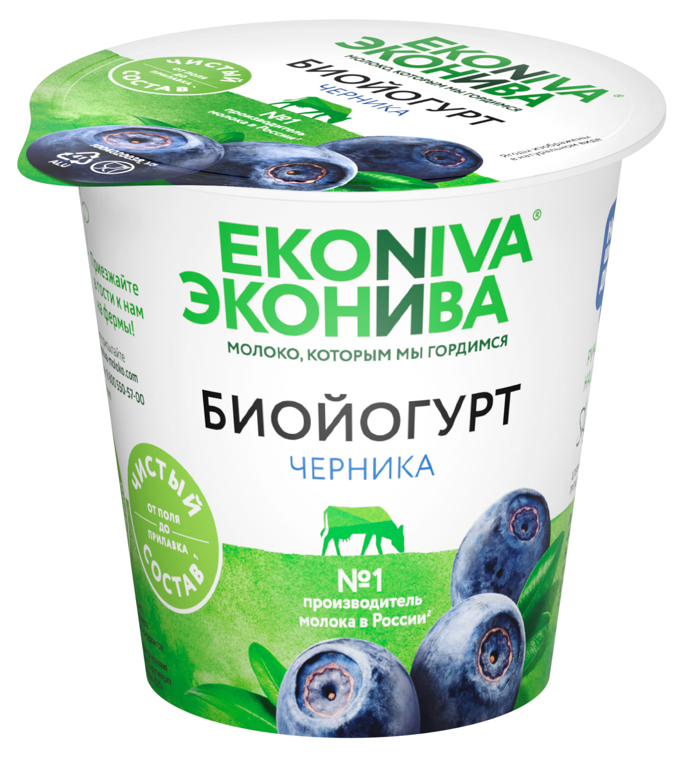 Биойогурт «ЭкоНива» с черникой 2,8%, 125 г