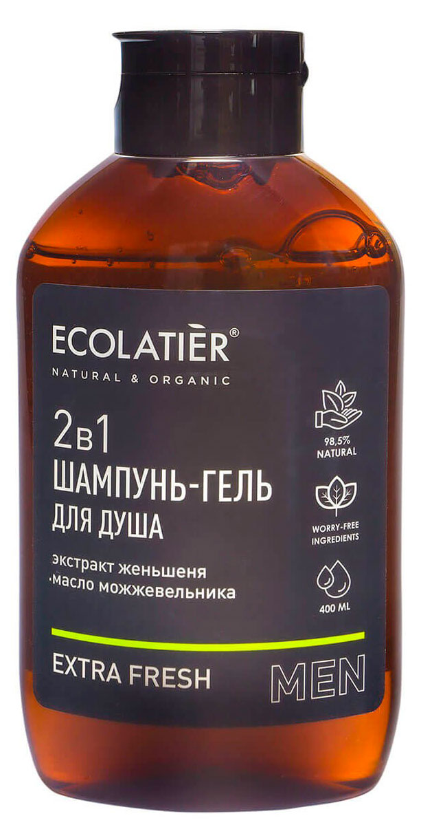 Шампунь-гель для душа Ecolatier Men 2 в 1, 400 мл