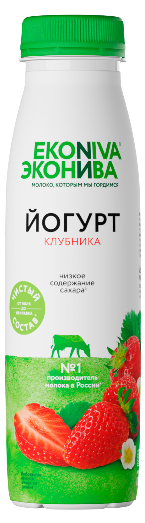 ЭкоНива | Йогурт питьевой «ЭкоНива» с клубникой 2,5% БЗМЖ, 300 г