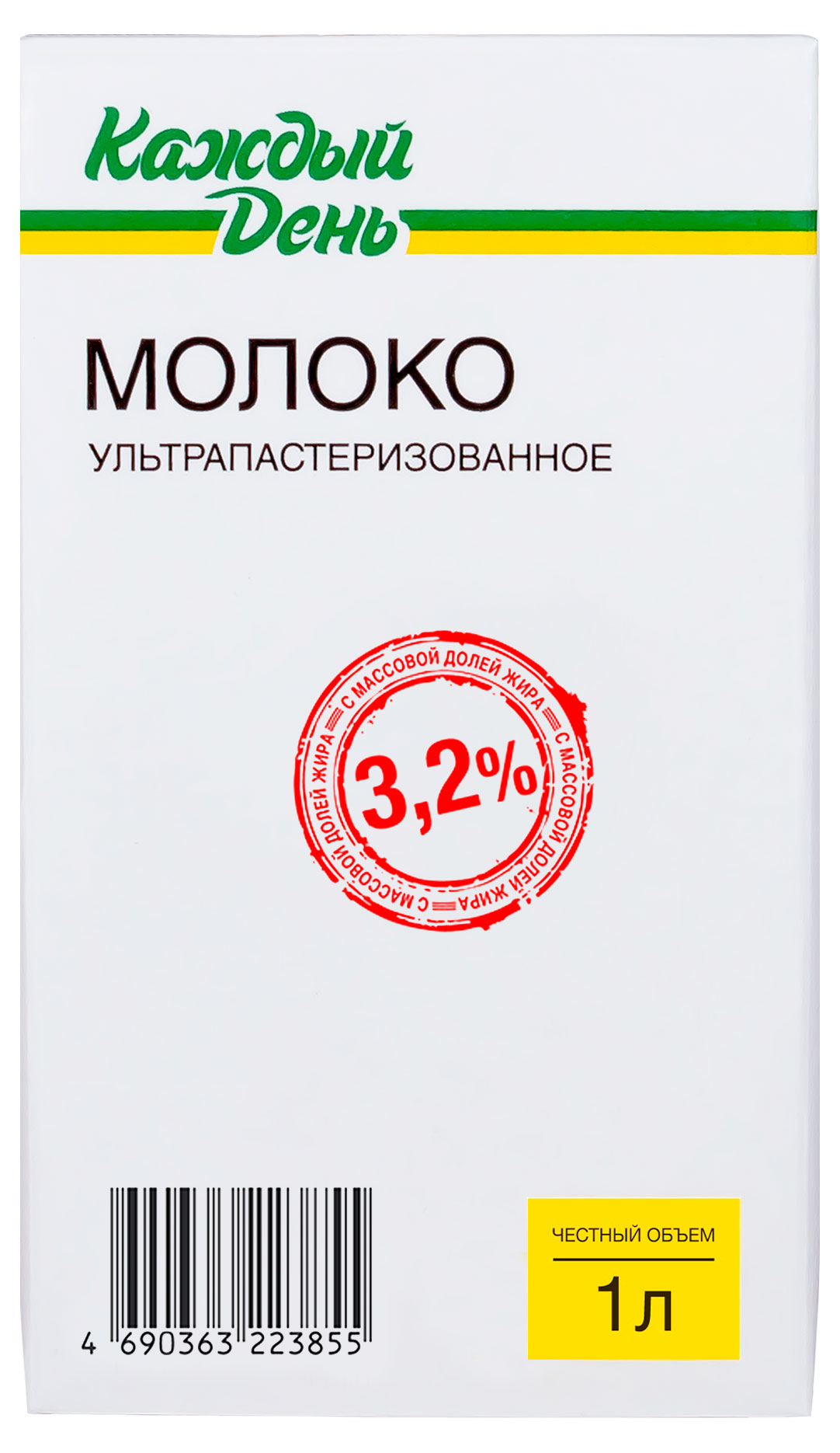 Молоко «Каждый день» ультрапастеризованное 3,2%  БЗМЖ, 1 л