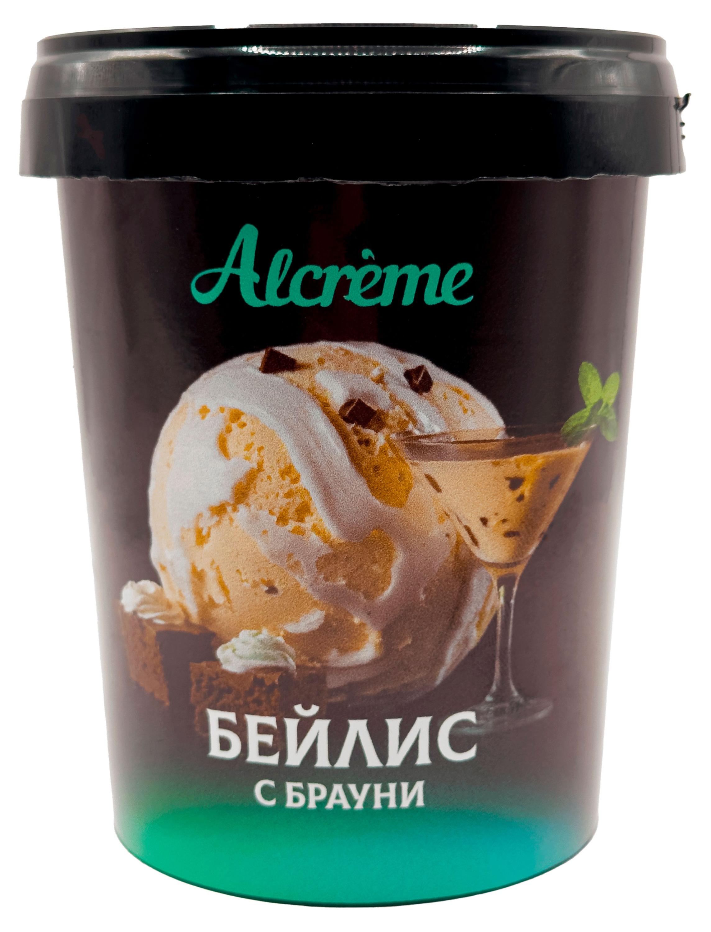 Alcreme | Мороженое алкогольное сливочное Alcreme Бейлис с брауни 0,5% БЗМЖ, 300 г