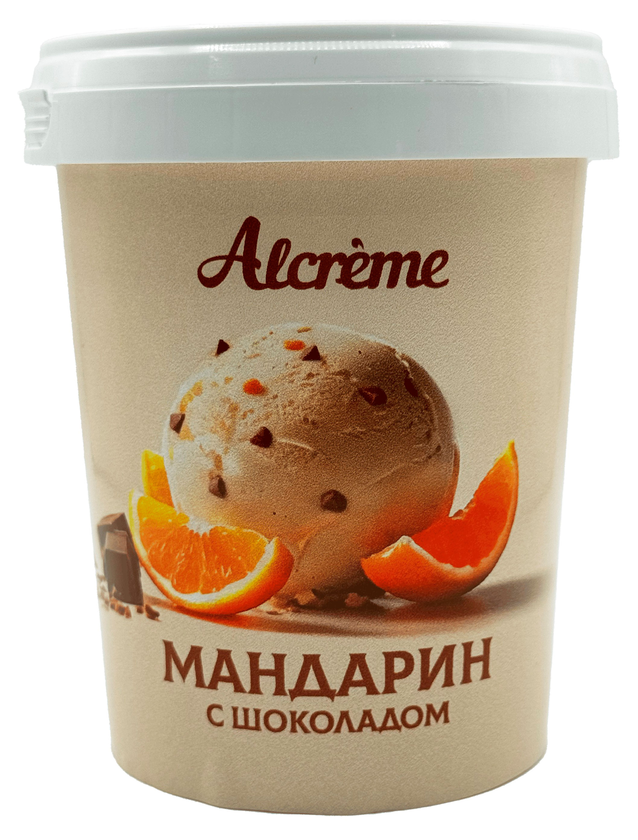 Мороженое сливочное Alcreme Мандарин с шоколадом 10% БЗМЖ, 300 г