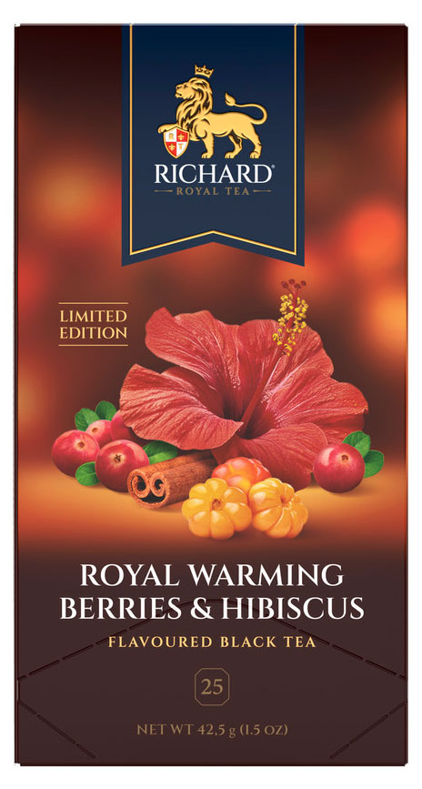 Чай черный RICHARD Royal warming Berries & Hibiscus в пакетиках, 25 х 1,7 г