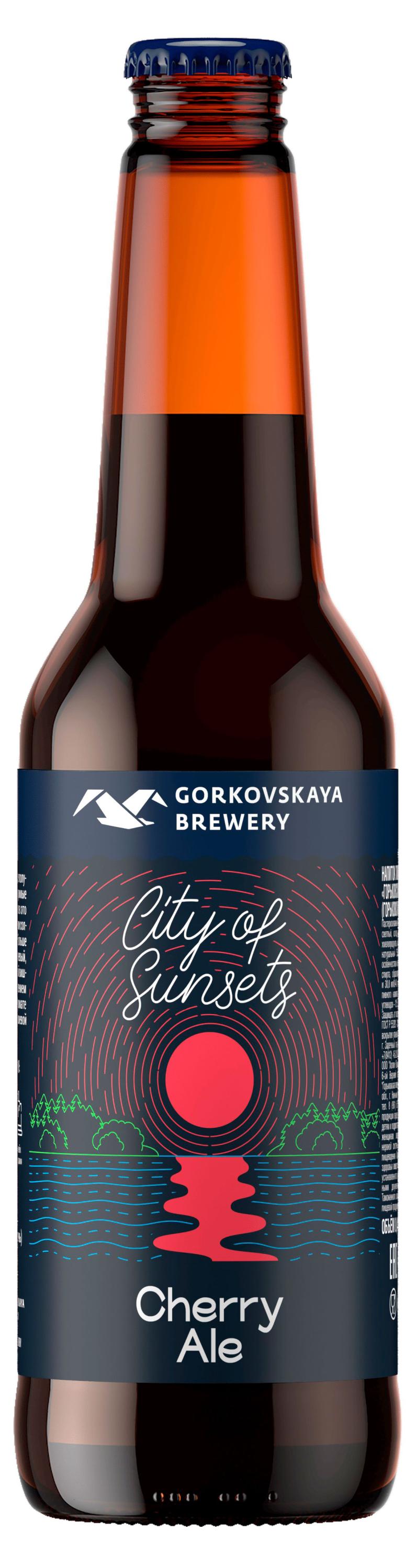 Горьковская Пивоварня | Пивной напиток «Горьковская Пивоварня» City of Sunsets Cherry Ale неосветленный нефильтрованный, 440 мл