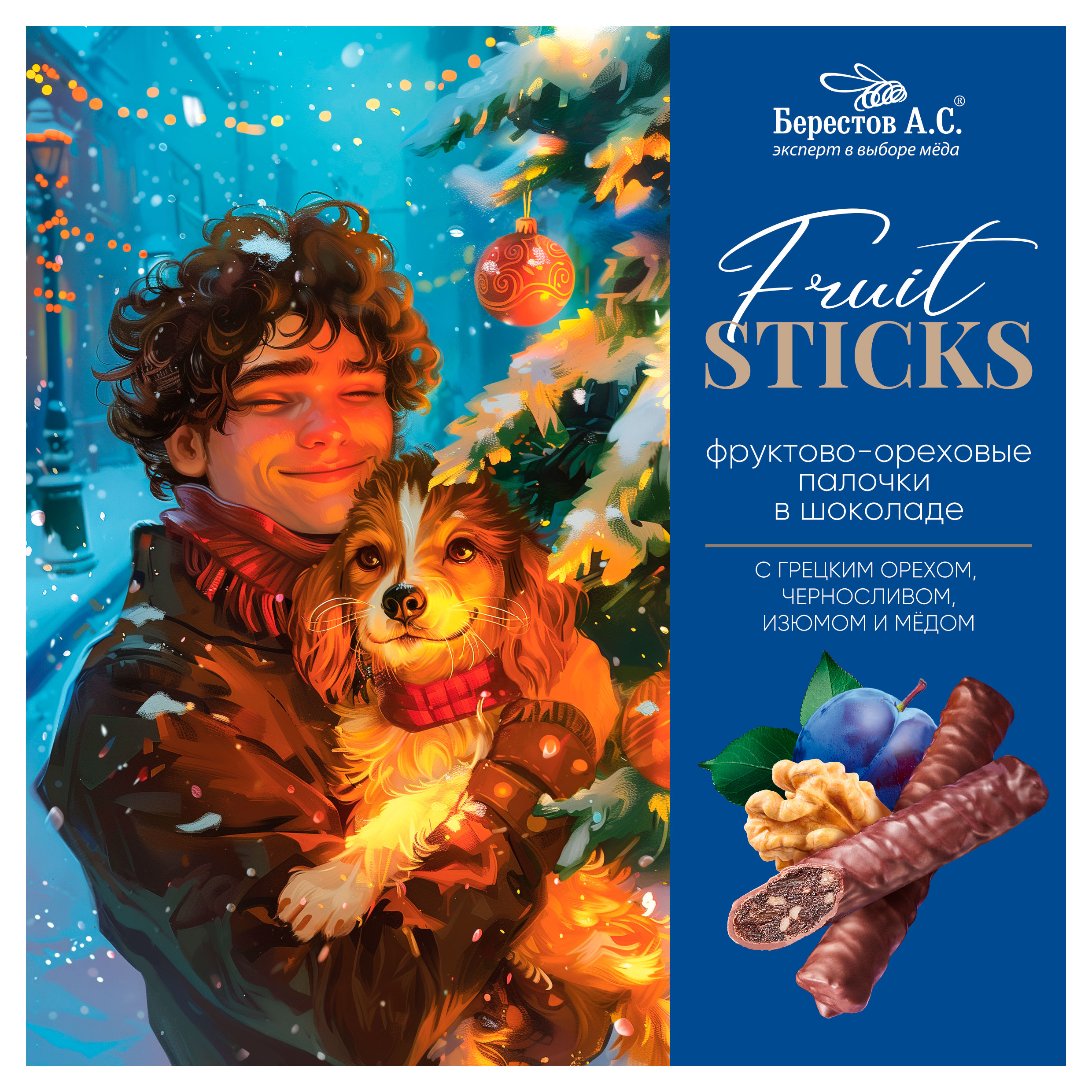 Конфеты Galagancha Fruit Sticks с грецким орехом черносливом и изюмом, 175 г