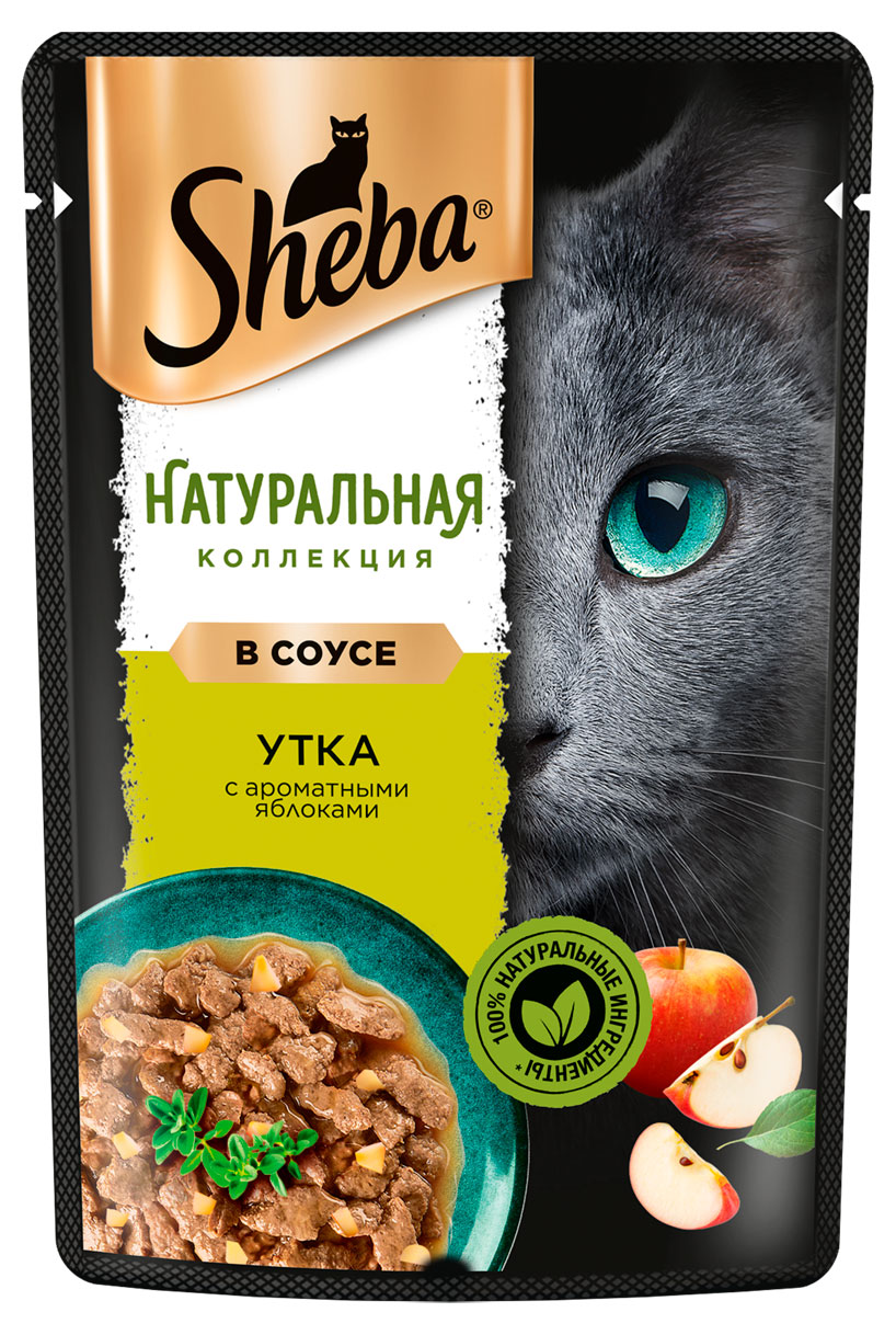 Влажный корм для кошек Sheba Утка с яблоками в соусе, 75 г