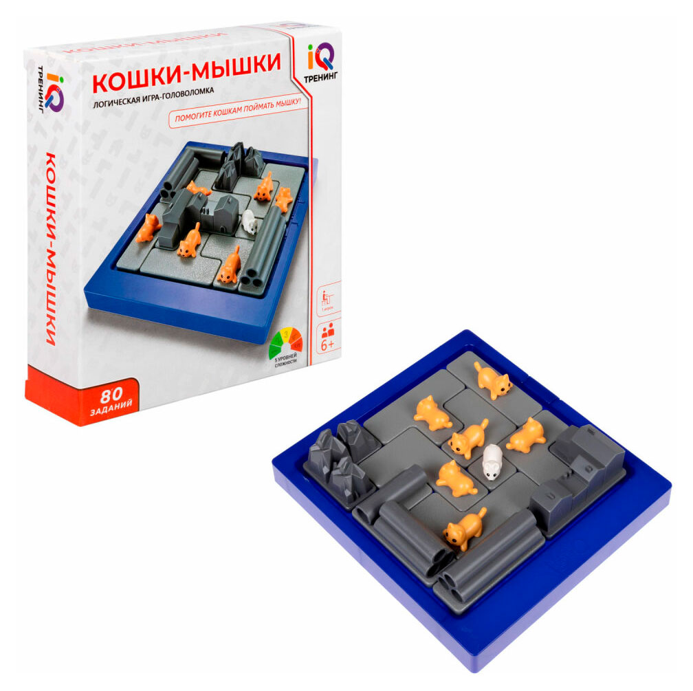 Игра-головоломка логическая 1TOY Кошки-мышки