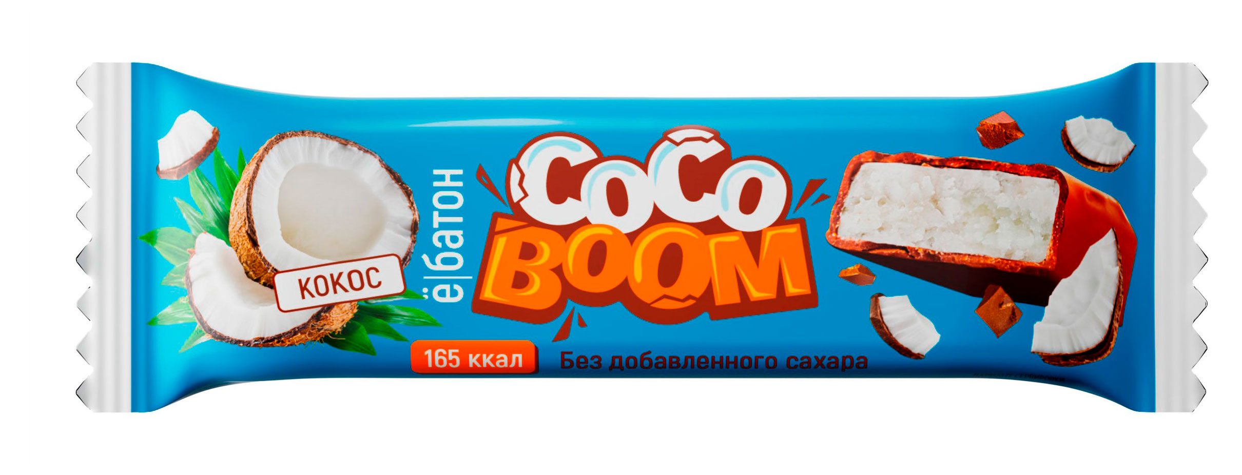 Ёбатон | Батончик протеиновый «Ёбатон» Coco Boom кокос в глазури без сахара, 40 г