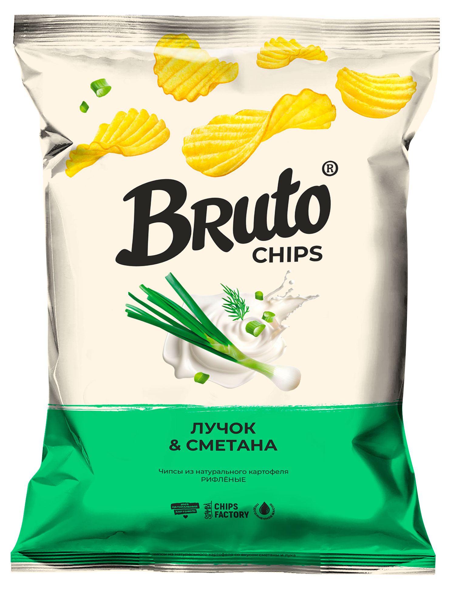 Чипсы картофельные Bruto лучок и сметана, 60 г