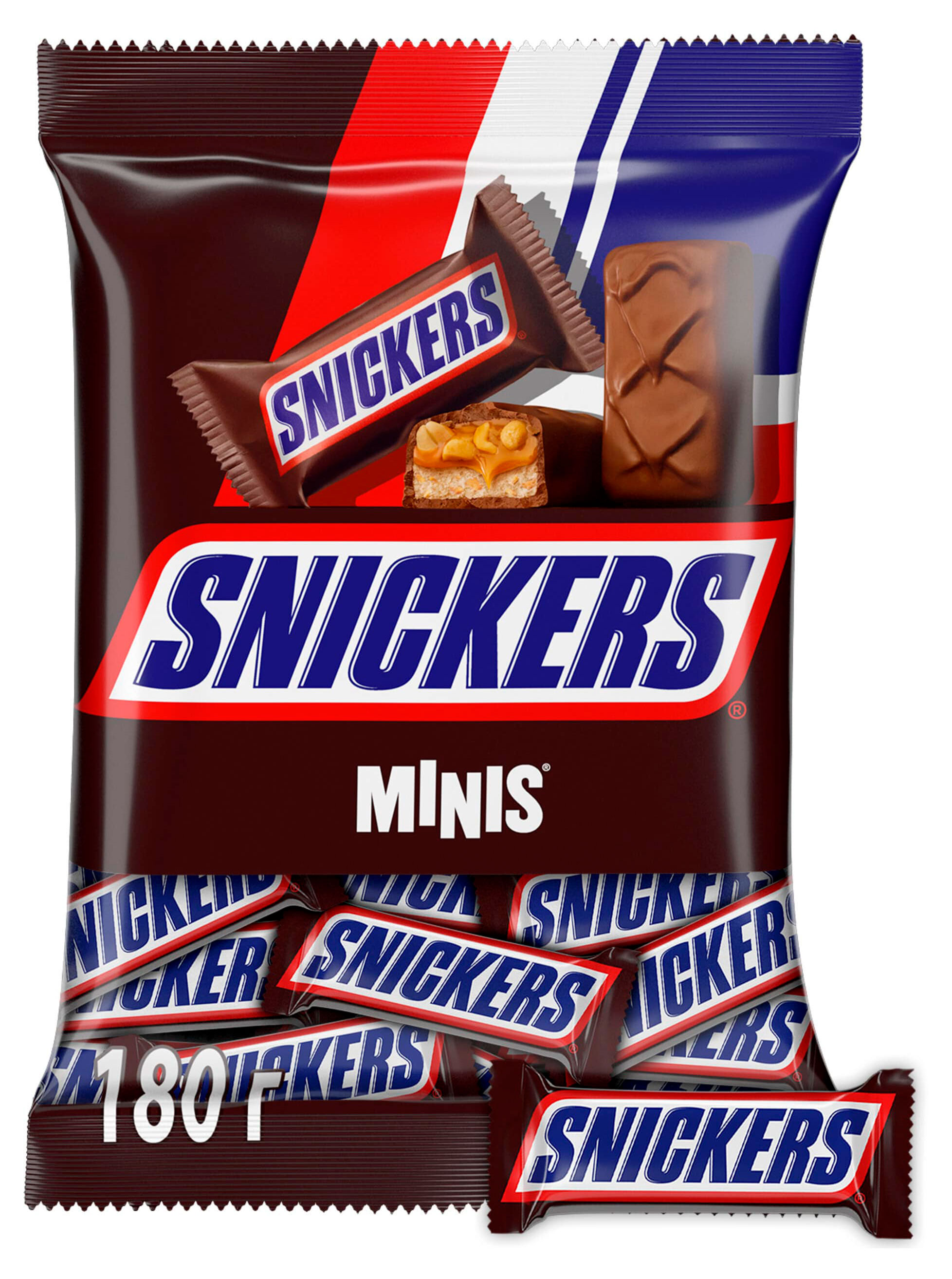 Snickers | Батончик шоколадный Snickers Minis с карамелью арахисом и нугой, 180 г