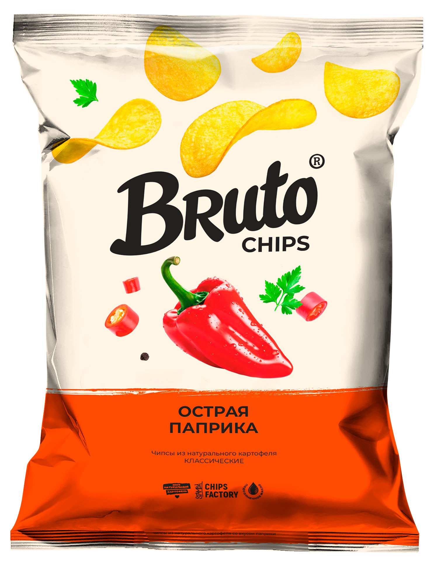 Bruto | Чипсы картофельные Bruto NPC острая паприка, 60 г