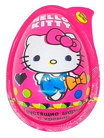 Шарики хрустящие Hello Kitty с кремом и игрушкой, 15 г