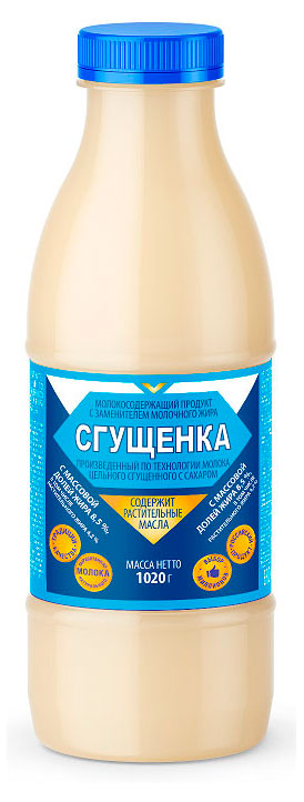 Продукт молокосодержащий сгущенный «Эрконпродукт» с сахаром 8,5% ЗМЖ, 1,02 л