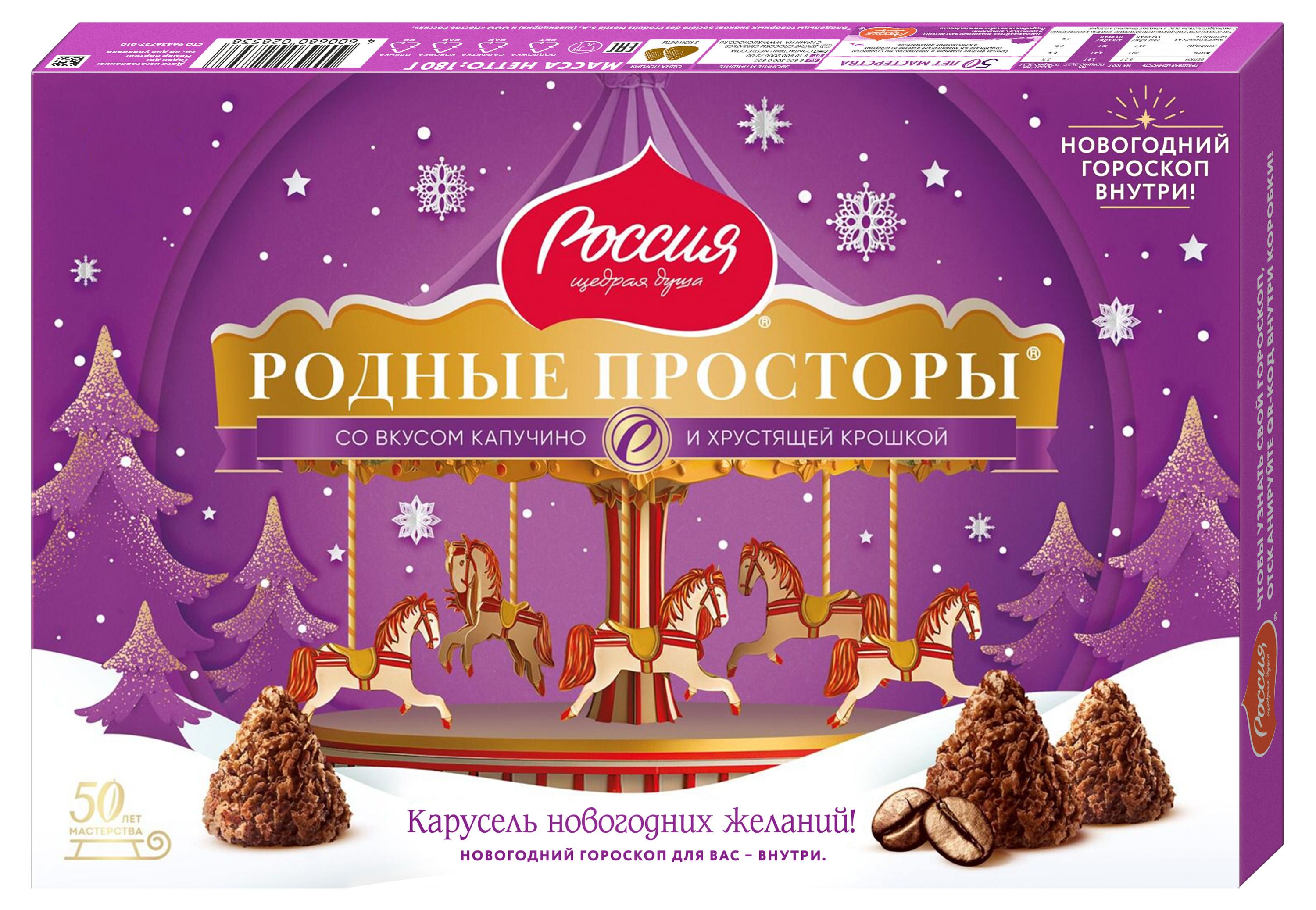 Набор конфет «Россия - Щедрая душа!» Родные просторы со вкусом капучино, 180 г