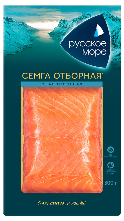 Семга «Русское море» слабосоленая филе-кусок, 300 г