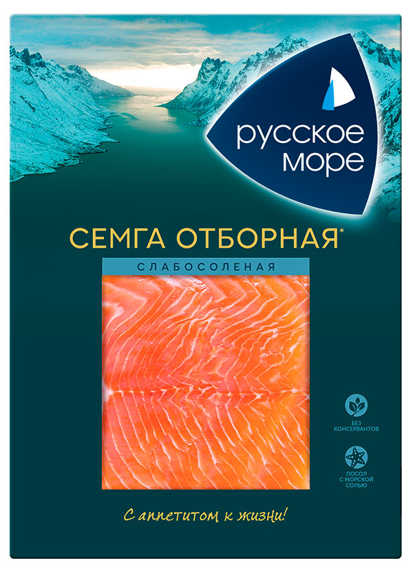 Семга «Русское море» слабосоленая филе-ломтики, 120 г