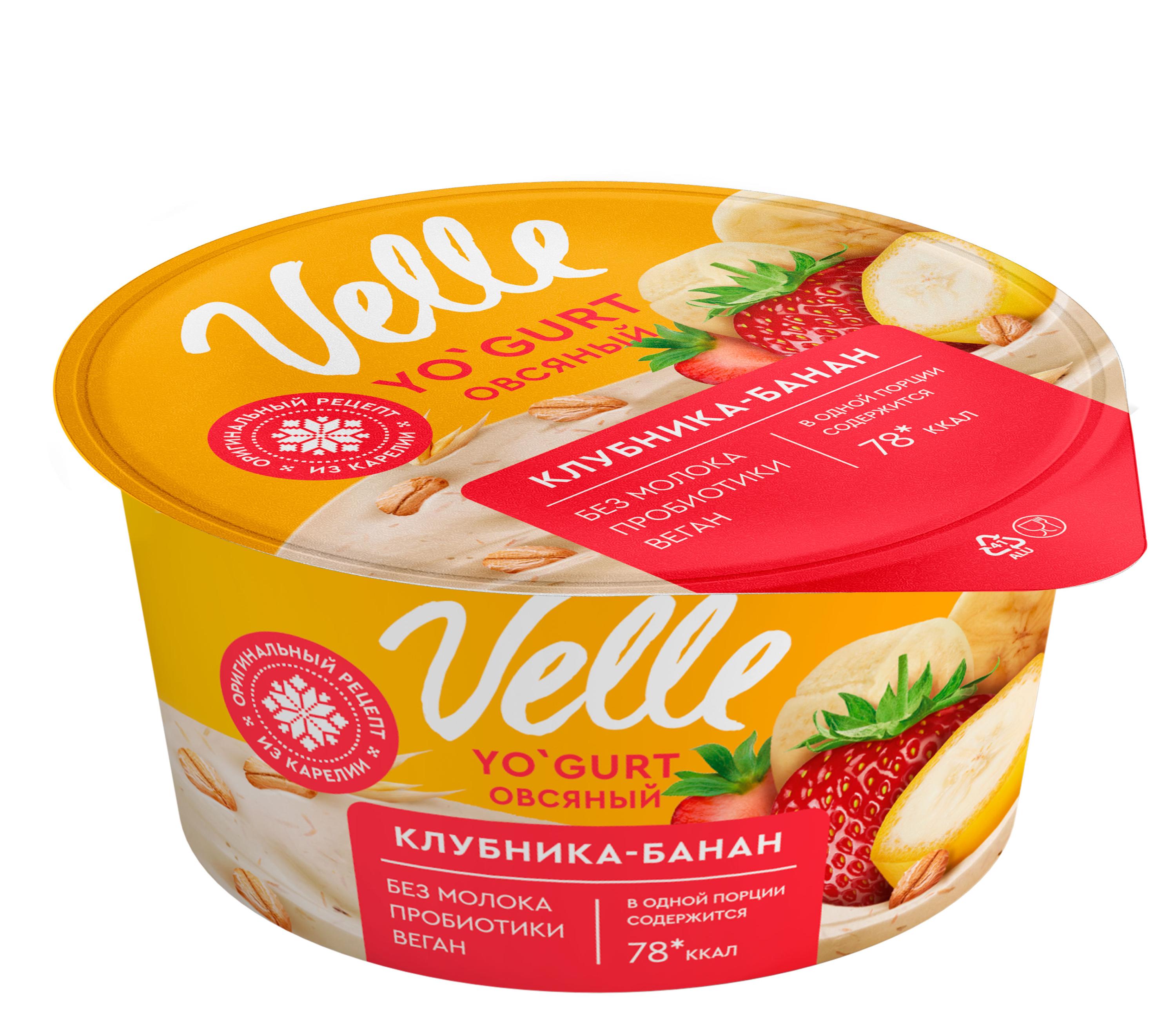 Velle | Продукт овсяный Velle клубника банан, 140 г