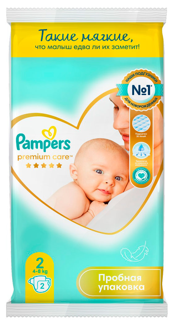 

Подгузники Pampers Premium care р 2 (4-8 кг), 2 шт