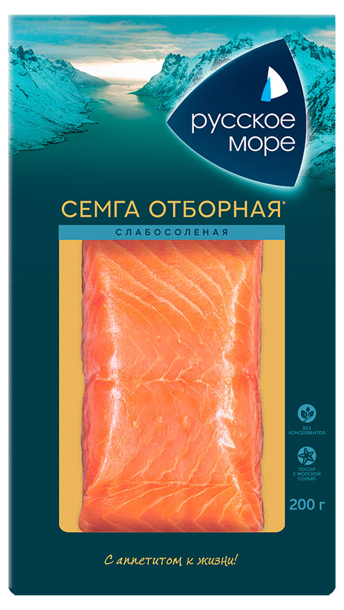 Семга «Русское море» слабосоленая филе-кусок, 200 г