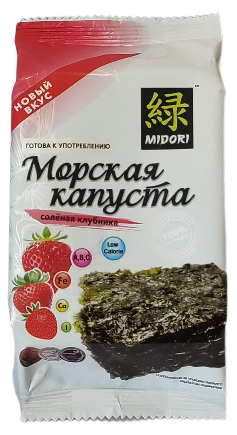 MIDORI | Морская капуста сушеная MIDORI соленая со вкусом клубники, 5 г